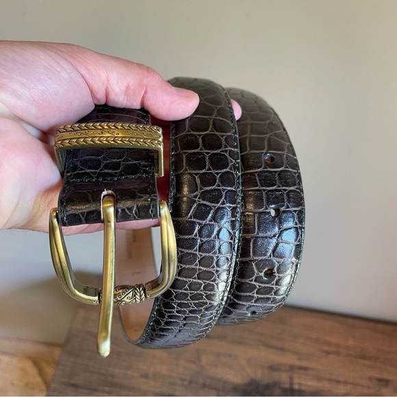 Talbots Genuine Italian Leather belt brownish black Large Crocodile - Picture 1 of 6